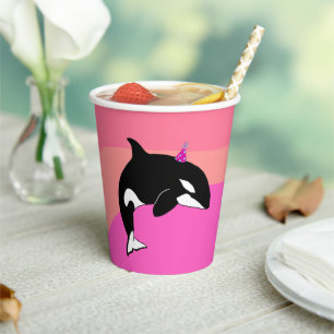 Customisable Orca Killer Whale Birthday Paper Cups