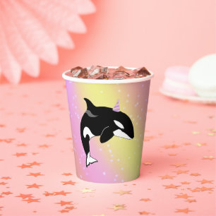 Customisable Orca Killer Whale Birthday Paper Cups