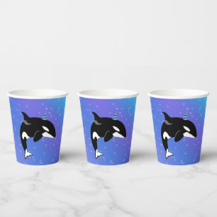 Customisable Orca Killer Whale Birthday  Paper Cups