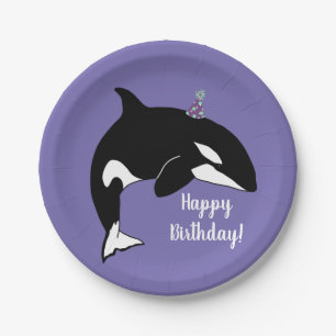 Customisable Orca Killer Whale  Birthday  Paper Plate