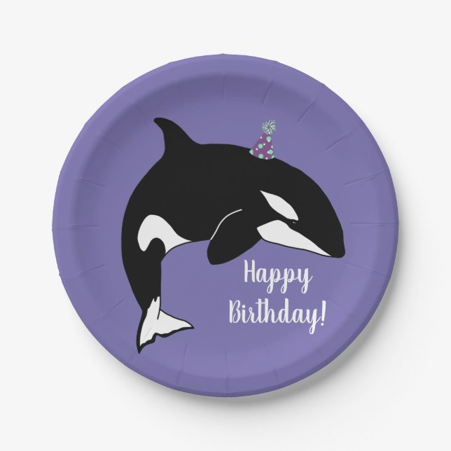 Customisable Orca Killer Whale  Birthday  Paper Plate (Front)