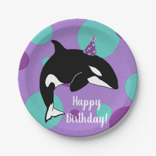 Customisable Orca Killer Whale Birthday Paper Plate
