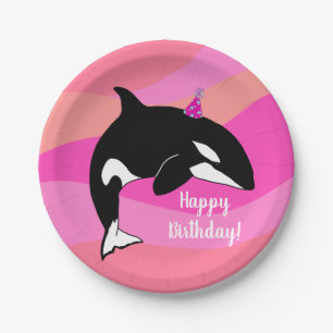 Customisable Orca Killer Whale  Birthday Paper Plate