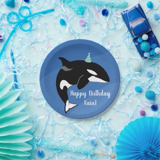 Customisable Orca Killer Whale Birthday Paper Plate (Party)