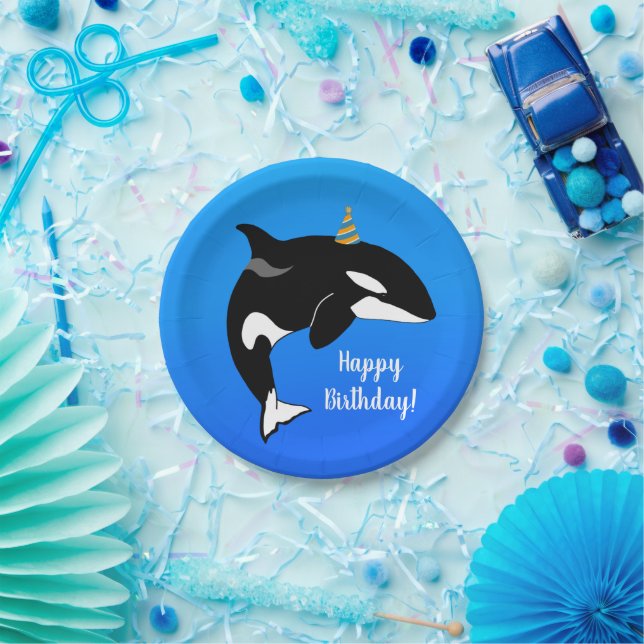 Customisable Orca Killer Whale Birthday Paper Plate (Party)