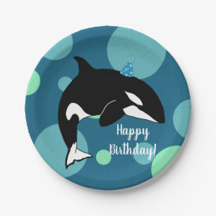 Customisable Orca Killer Whale Birthday Paper Plate