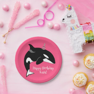 Customisable Orca Killer Whale Birthday Paper Plate