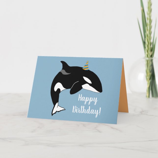 Customisable Orca Killer Whale Birthday Thank You Card (Front)