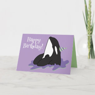 Customisable Orca Killer Whale Birthday Thank You Card