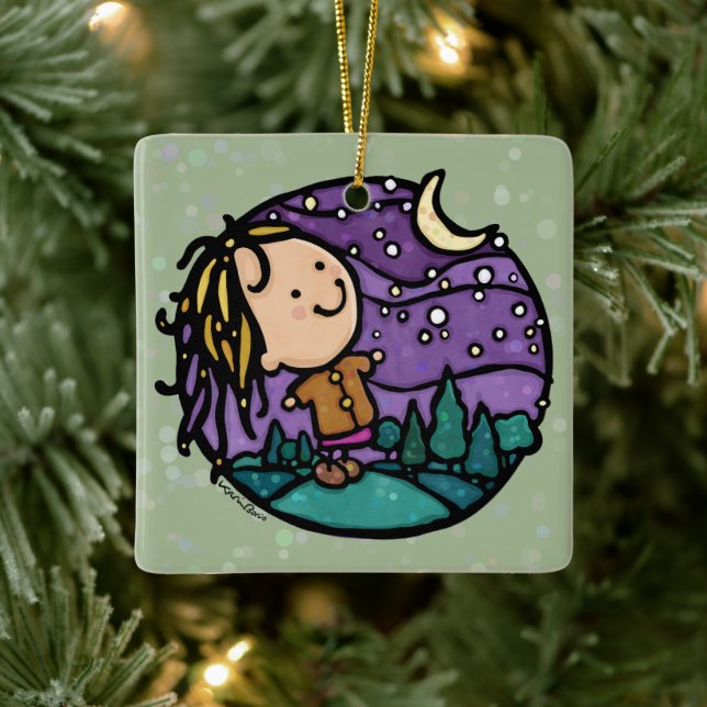 Customisable Outdoor Adventure Hiking Girl Ceramic Ornament (Tree)