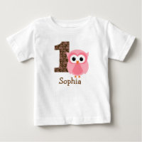 Customisable Owl First birthday shirt one year