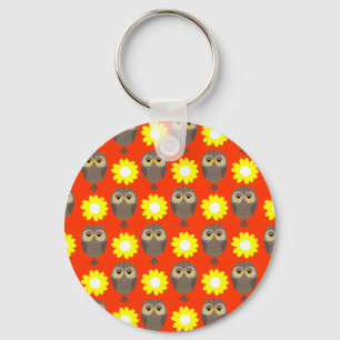 Customisable Owls & Daisies Key Ring