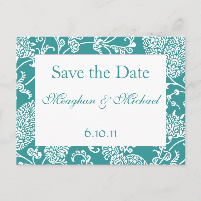 Customisable Paisley Save the Date Announcement Postcard (Front)