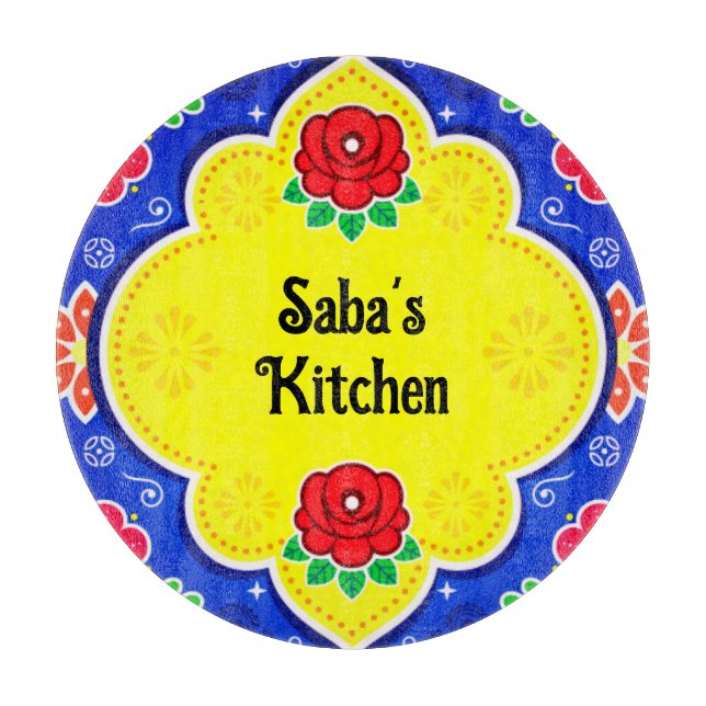 Customisable Pakistan Truck Art Glass Cutting Boar Cutting Board (Front)