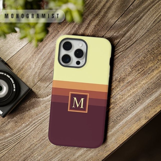 Customisable Pale Yellow Dark Brown Colour Block iPhone Case (Customizable Pale Yellow Dark Brown Color Block iPhone Case)