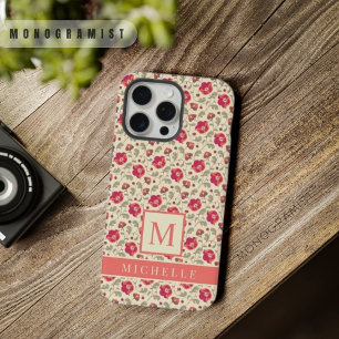 Customisable Pale Yellow Floral Pink Red Flowers iPhone 15 Pro Max Case