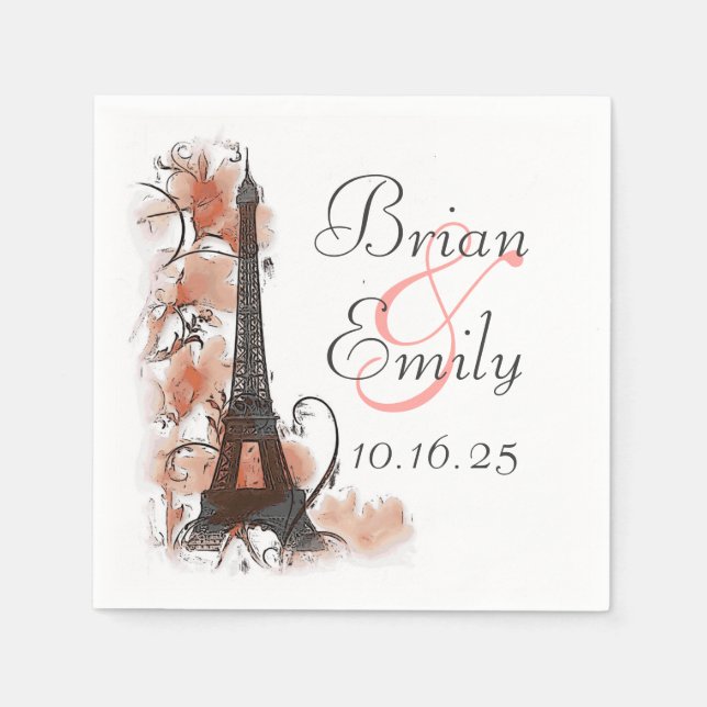 Customisable Paris Eiffel Tower paper napkins (Front)