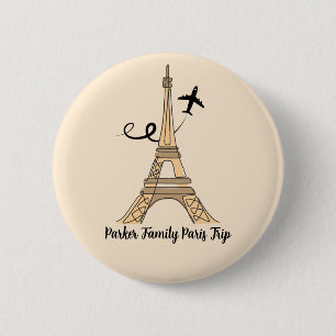 Customisable Paris Trip Chic Eiffel Tower 6 Cm Round Badge