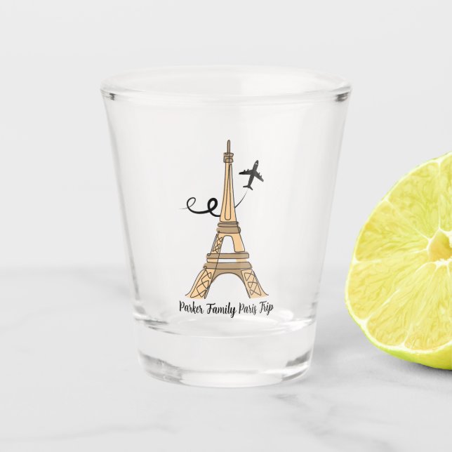 Customisable Paris Trip Chic Eiffel Tower Aeroplan Shot Glass (Front)