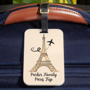 Customisable Paris Trip Chic Eiffel Tower Luggage Tag