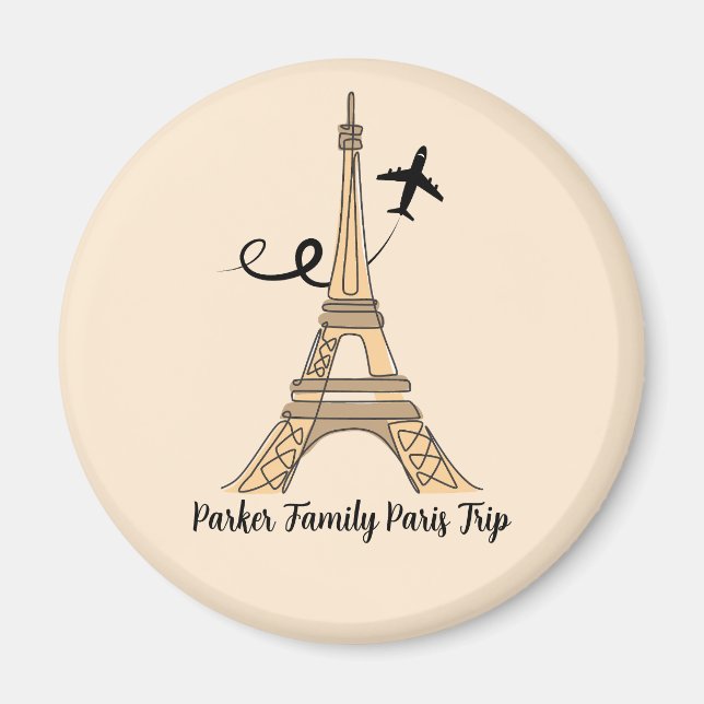 Customisable Paris Trip Chic Eiffel Tower Magnet (Front)