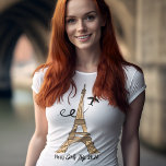 Customisable Paris Trip Chic Eiffel Tower Women's T-Shirt<br><div class="desc">Customise these chic minimalist Paris t-shirts for your girls trip or family vacation. An artistic drawing of the Eiffel tower with a plane flying behind it to symbolise your aeroplane travel. Cute custom cursive script.</div>