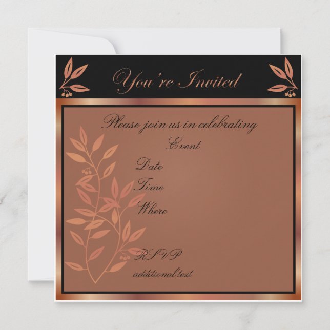 Customisable Party Invitation in Bronze Tones (Front)