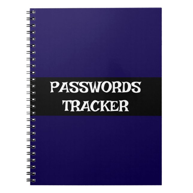 Customisable PASSWORDS TRACKER Notebook  (Front)