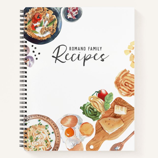 Customisable Pasta Lover Recipe Journal (Front)