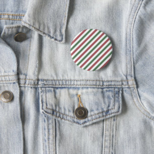 Customisable Pastel Christmas Stripes 6 Cm Round Badge