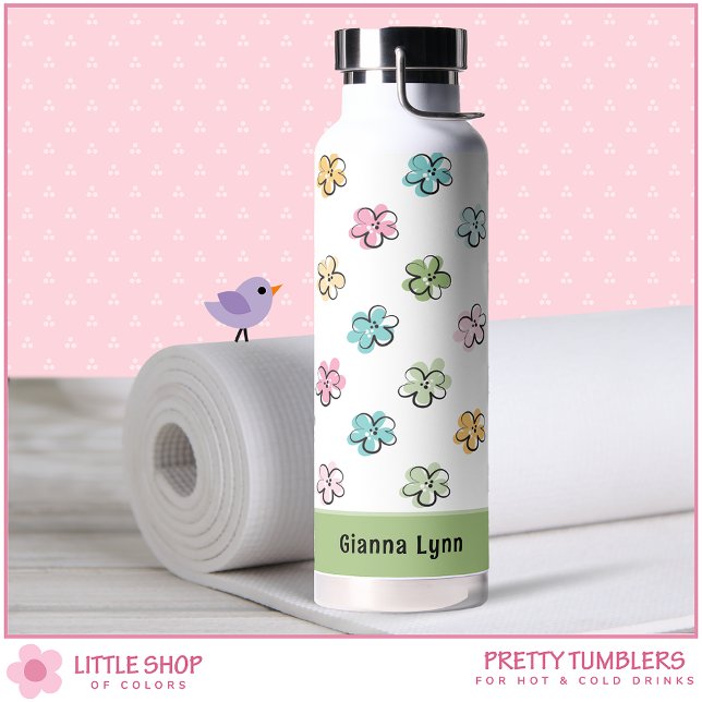 Customisable Pastel Floral Water Bottle (Creator Uploaded)