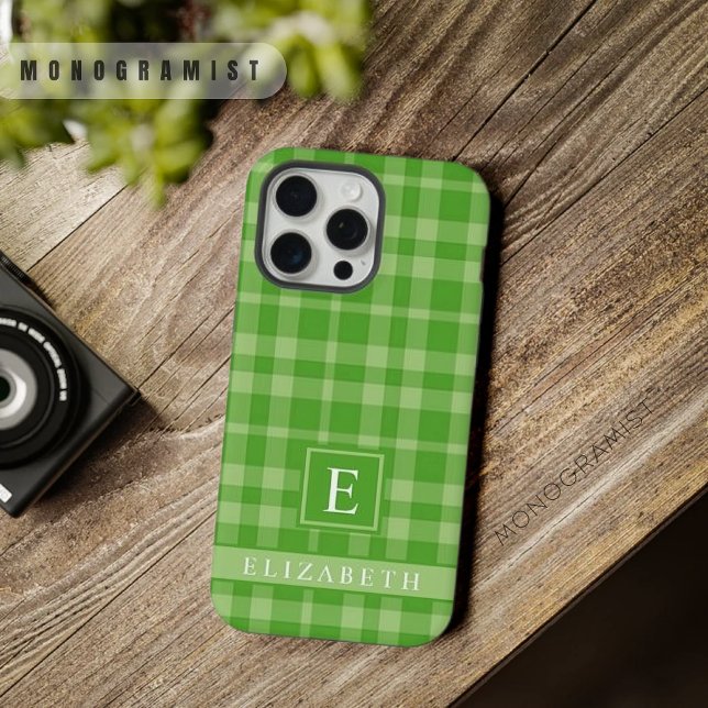 Customisable Pastel Peach Pink Chequered Pattern iPhone Case (Customizable Pastel Peach Pink Checkered Pattern iPhone Case)