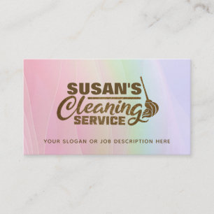 Customisable Pastel Pink Cleaning Business Cards