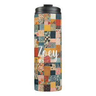 Customisable Patchwork Pattern Thermal Tumbler