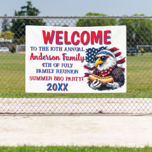 Customisable Patriotic BBQ Party Banner