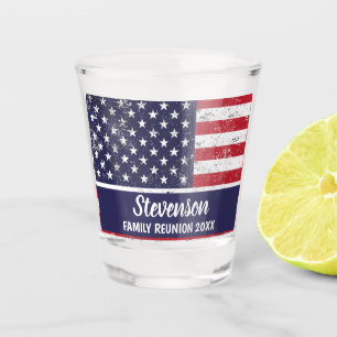 Customisable Patriotic Family Reunion Can Cooler Shot Glass
