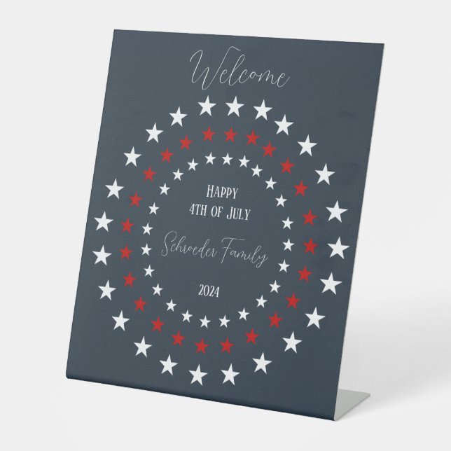 Customisable Patriotic Party Welcome  Pedestal Sign (Front)