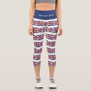 Customisable   Patriotic   UNION JACK UK FLAG Capri Leggings