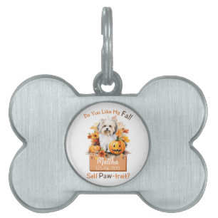 Customisable Paw-fect Autumn Dog Matcha Pet ID Tag
