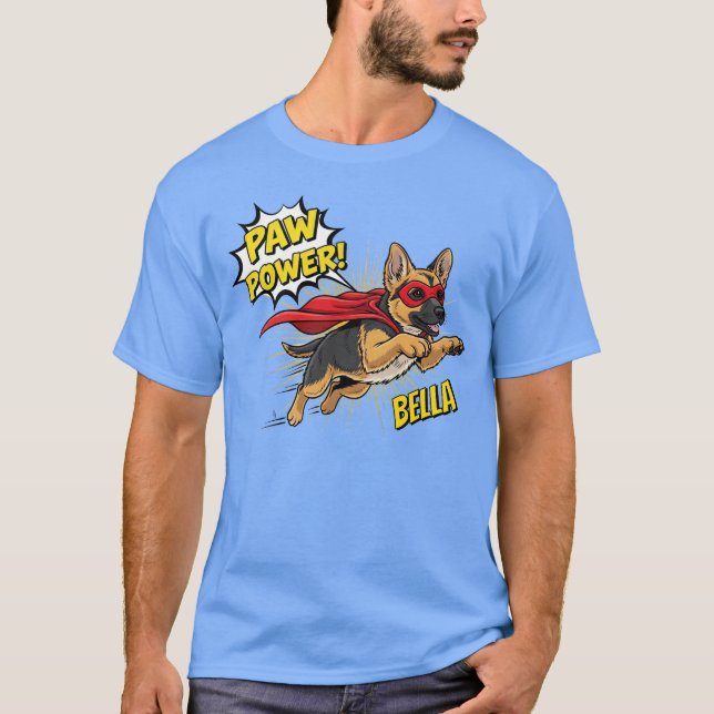 Customisable Paw Power German Shepherd T-Shirt (Front)