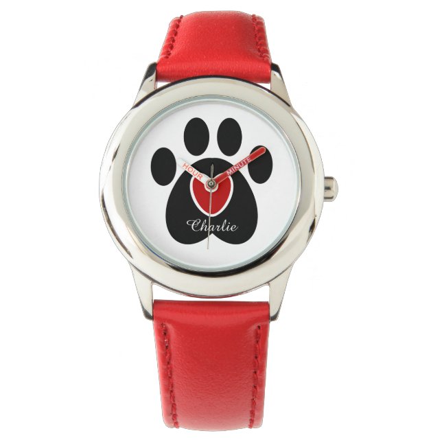 Customisable Paw Print and Heart Watch (Front)