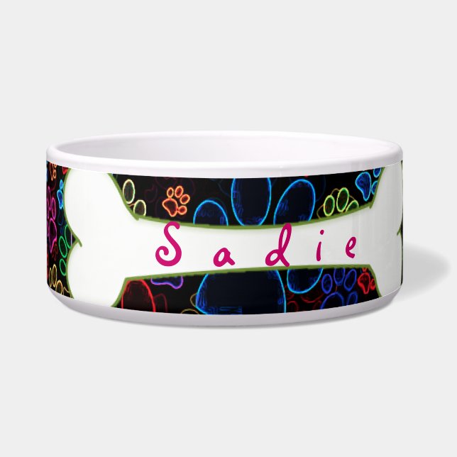 Customisable Paw Print Dog Bowl (Front)