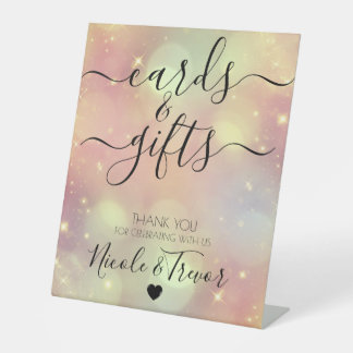 Customisable Peach Bokeh Cards & Gifts Wedding Pedestal Sign