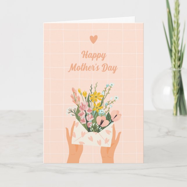 Customisable Peach Floral Mother's Day Card (Front)