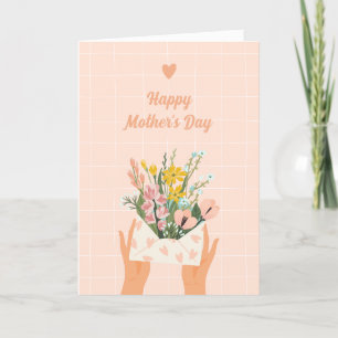 Customisable Peach Floral Mother's Day Card