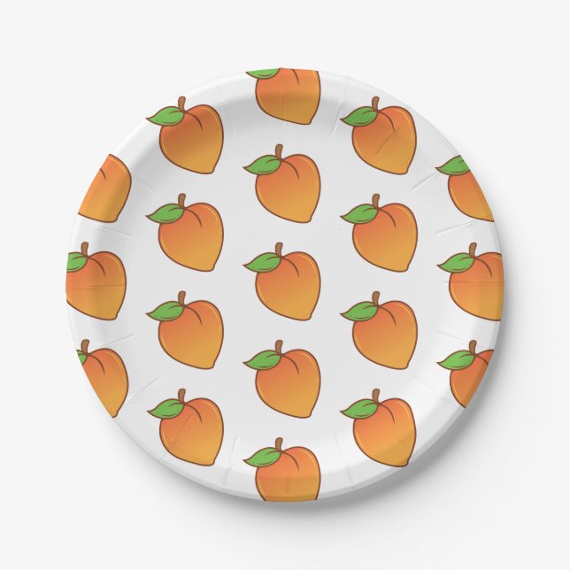 Customisable Peach Pattern Paper Plate (Front)