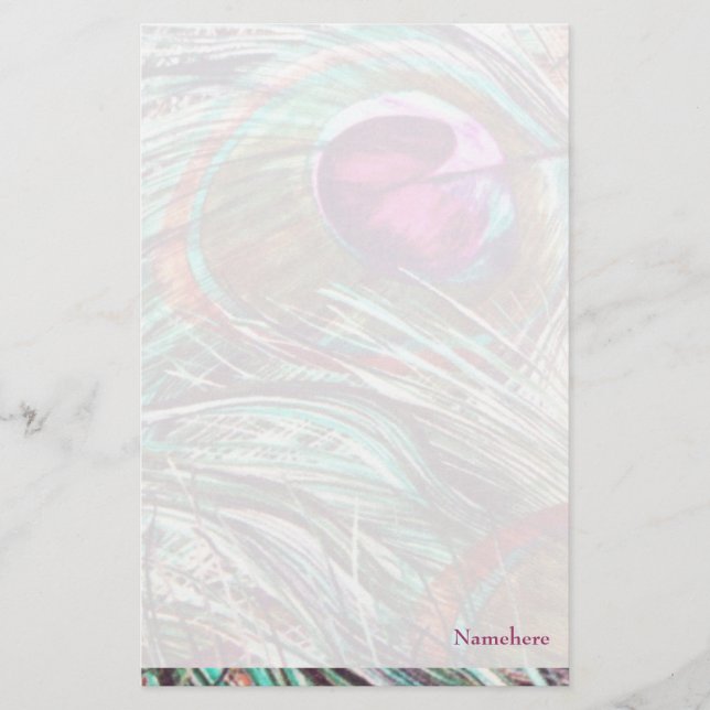 Customisable: Peacock feathers Stationery (Front)