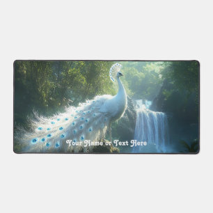 Customisable Peacock Forest Waterfall Desk Mat