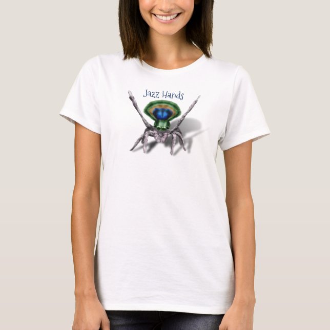 Customisable Peacock Spider Funny Jazz Hands T-Shirt (Front)