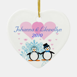 Customisable Penguin Couple Christmas Ornament